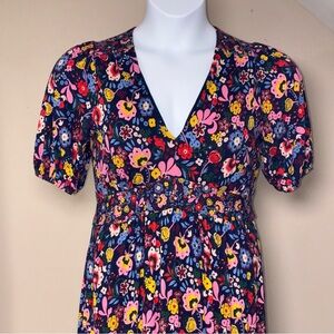 Boden Floral Maxi Dress V-Neck Puff Sleeve Pockets 6R Ruffle Boho Cottagecore